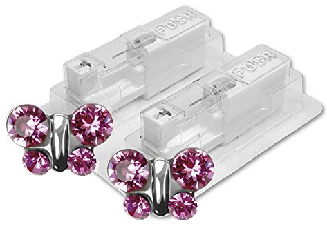 1 Paar Studex Medizinische Ohrstecker Schmetterling rosa 7 mm, Edelstahl