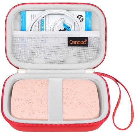 Canboc Tragetasche für HP Kettenrad Portable 2x3 Instant Photo Printer, Kodak Step Wireless Mobile Fotodrucker, Lifeprint 2x3 Fotodrucker, Mesh Bag Fit Fotopapier und Kabel, Rot