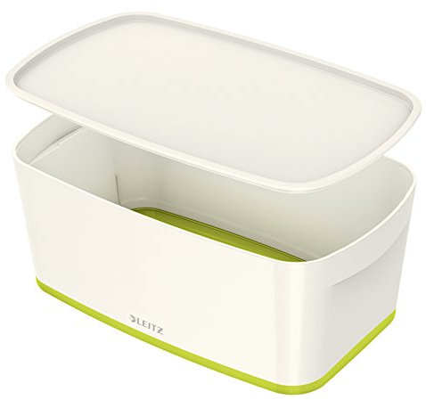 Leitz MyBox, Aufbewahrungsbox mit Deckel, Klein, Blickdicht, Weiß/Grün Metallic, Kunststoff, 52294064
