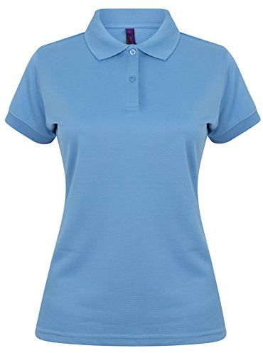 Henbury Womens/Ladies Coolplus® Fitted Polo Shirt (XL) (Mid Blue)