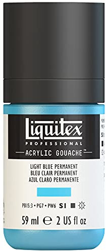 Liquitex 2059770 Professional Acryl Gouache - Hellblau Permanent , 59ml Flasche, matt - Acrylfarbe mit Gouache Eigenschaften, Hochdeckend, Wasserfest & Lichtecht