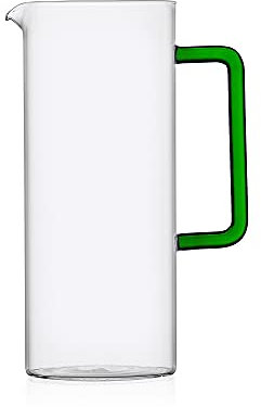 Ichendorf Milano - Jarra con mango verde, colección Tube, 120 cl, vidrio borosilicato, hecha a mano