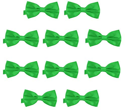 DonDon Lot de 10 Noeud papillon pour homme 12 x 6 cm avec crochet déjà lié et réglable, Vert, Taille unique