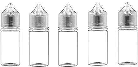 Bottiglie di Chubby Gorilla V3 30ml Stubby PET in plastica per unicorno per liquidi, oli ed e-liquid - Bottiglie vuote con contagocce - 10x 30ml (bottiglia trasparente con tappo trasparente)