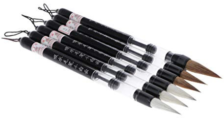 6x Stylo Pinceau de Calligraphie avec Encre Rechargeable pour Calligraphie Japonaise Chinoise