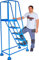 The Workplace Depot Mobile Platform Steps – Heavy-Duty Steel Safety Steps with Handrails & Anti-Skid Treads – 5 Step Ladder for Warehouses, Offices & Garages (5 Tread)
