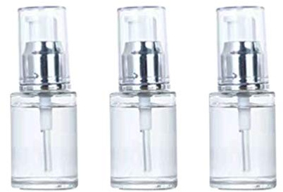 Hemoton Lot de 3 mini bouteilles en verre vides rechargeables pour le voyage à la maison 30 ml (argenté), Blanc/argenté, 10 x 3,7 cm,