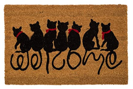 LOLAhome Felpudo de Gato de Fibra de Coco Natural de 40x60 cm (Diseño)