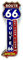 DiiliHiiri Cartel Route 66 Vintage – Letrero Metálico Ruta 66 Vintage Luminoso con Luces LED Decoración Hogar Restaurante Garage Bar Cafeteria | 60x23x5 cm