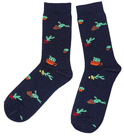 Weri Spezials Herrensocken Business Casual Funny Socken in modischen lustigen Muster- und Farbvariationen mit hohem Baumwollanteil. (43-46, Marine Kaktus)