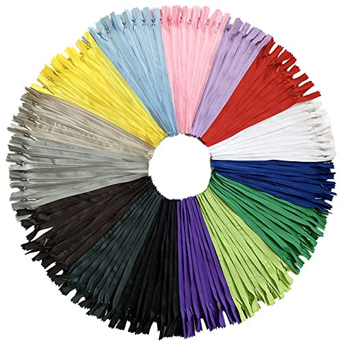 DOITEM 15 Farben Nylon Unsichtbar Reißverschlüsse, 35cm lang, 2.3cm breit für Kleidung Tasche Mäppchen Kissenbezug, 60 Stück