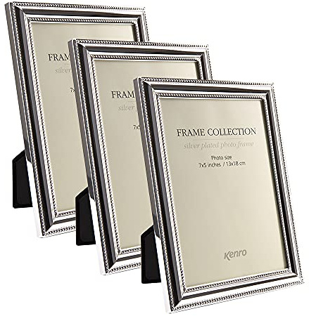 Kenro Box of 3 Silver Plated Photo Frame 6x4 Inch / 10x15cm Traditional Symphony Retro Series -SYR1015-3