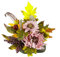 Gesteck aus künstlicher Chrysantheme auf Stein Kunstblumen Blumen Herbstdeko Herbstgesteck Tisch Ornamente für Halloween Thanksgiving Herbst Dekoration Kunstpflanze Mittelstück Tischdeko Pflanze