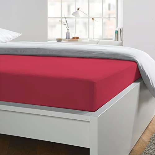 Home Tresor - Lenzuolo Sotto Letto Singolo con Angoli Elasticizzati, cm. 90x210 h. Materasso 25, 100% Puro Cotone, Made In Italy, Ciclamino