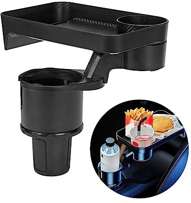 AuMoHall Multifunctional Car Cup Holder Expander with Rotable Food Tray for Road Trips