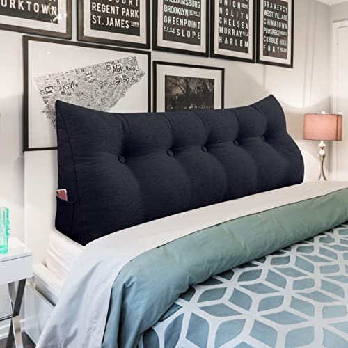 Johnear Cuscino per lettura, grande cuscino da lettura, con schienale triangolare, con cunei, per letto, divano, (Grigio scuro, 160 cm)