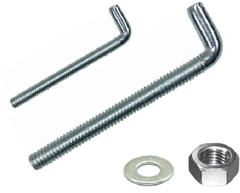 Metrische L-Haken inkl. Muttern + Scheiben, Gewinde M4-M8, Stahl verzinkt (10, M4 x 40 mm)