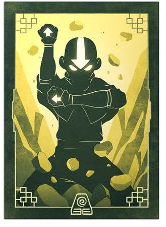 Displate Offiziell Avatar The Last Airbender MetallPoster Magnetische Befestigung Inklusive Lizenziert Bilder Hochwertiges Poster Elements - Aang Earth 45 cm x 32 cm