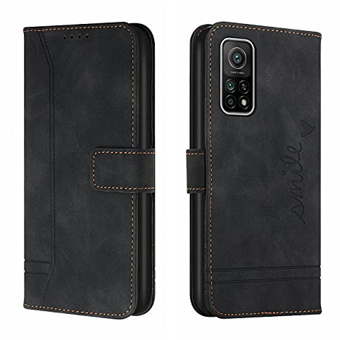 Bravoday Hülle für Xiaomi Mi 10T 5G / Xiaomi Mi 10T Pro 5G, PU Ledertasche Handyhülle Flip Schutzhülle Kompatibel mit Xiaomi Mi 10T 5G / Xiaomi Mi 10T Pro 5G, mit Kartenfäch & Kickstand, Schwarz