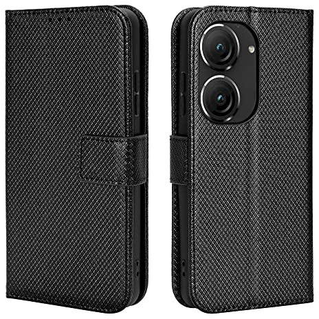 Coque Cuir pour ASUS Zenfone 9 5G Coque Housse Etui Cover,Coque pour ASUS Zenfone 9 5G AI2202-1A006EU AI2202 Coque Etui en Cuir PU pour téléphone Portable Black
