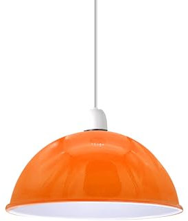 LEDSone Industrieller Deckenlampenschirm, kuppelförmiger Pendelleuchtenschirm im Vintage-Retro-Stil für hängende Deckenleuchten [Energieklasse A] (Orange)