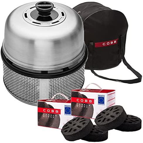 Cobb Grill Premier AIR Deluxe Holzkohlegrill - inkl. Tragetasche und 2X Cobble Stones 6er