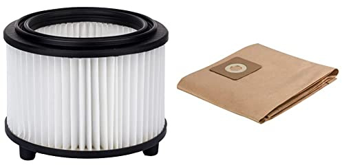 Bosch Home and Garden 2609256F35 Filtre à plis pour UniversalVac 15 et AdvancedVac 20, Blanc & Home and Garden 2609256F33 Sac-filtre en papier AdvancedVac 20, Marron, Set de 5 Pièces