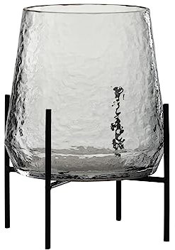 J-Line Vase + Pied Irregulier Verre Transparent/Noir Small