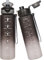Seekua Sport Tritan Gourde 1l avec Paille & Marqueur de Temps, Motivation Bouteille d'eau sans bpa reutilisable pour Running, Gym, Fitness, 2 Couvercles, 1 litre