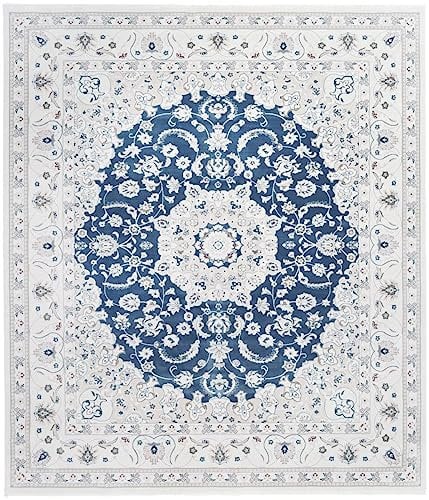 Oskui Carpets NAIN Klassischer Orientteppich - Feines Design für Schlafzimmer und Wohnzimmer - Blau/Medallion - Oeko-Tex Standard 100, Strapazierfähig (300 x 250 cm, Rechteckig)