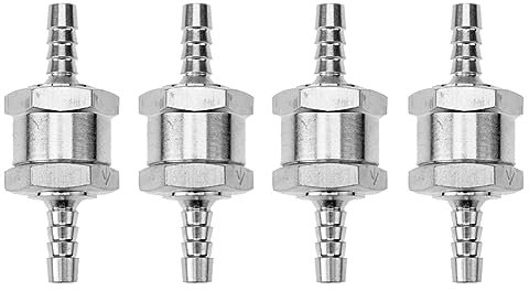 AMZLORD 4 Stück Aluminium Ein Weg Ventil Rückschlagventil 6mm Kraftstoff Rückschlagventil for Benzin Dieselöl Wasser Chrom Auto Auto Vergaser Niederdrucksystem Ersatz