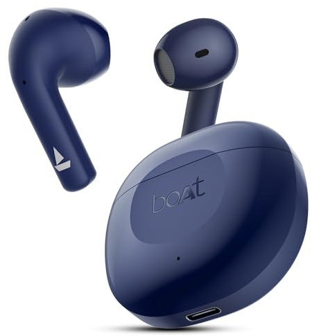 Boat Airdopes 125 TWS Earbuds with 50 hrs Playtime,Quad Mics with ENxᵀᴹ Tech,ASAPᵀᴹ Charging,IWPᵀᴹ Tech, BEASTᵀᴹ Mode with 50 ms Low Latency,BTv5.3, IPX5(Interstellar Blue)