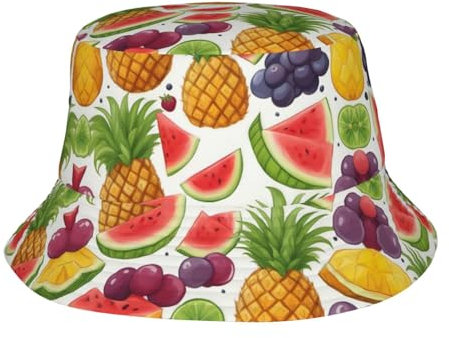 Frische saftige Früchte Ananasbeeren Traube orange vielseitiger Fischerhut: entfaltende Schönheit in einem formbeständigen, atmungsaktiven Hut, Frische saftige Früchte Ananas Beeren Traube Orange,