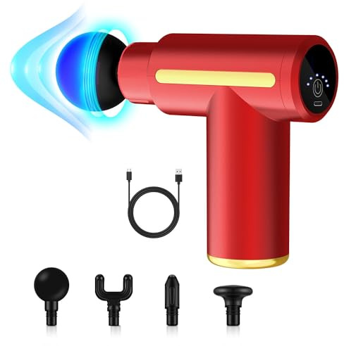 Mini-Muskelmassagepistole mit 6 einstellbaren Stufen und 4 Massageköpfen
