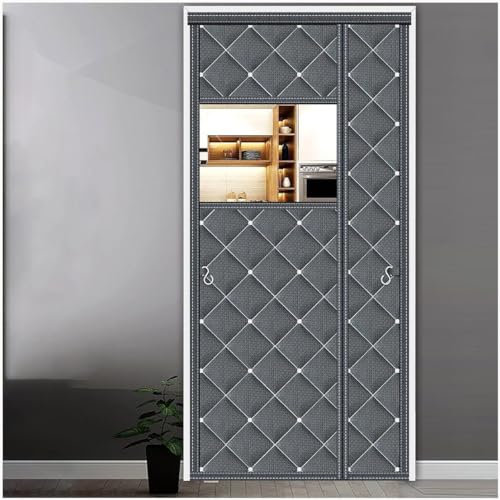 ObaBO Magnet Wärmeschutzvorhang für Türen, Magnetischer Wärmeschutzvorhang Selbstschließend Thermovorhang Kälteschutzge Türvorhang für Balkontüren Wohnzimmer Terrassentüren,Gray-90 x 210cm