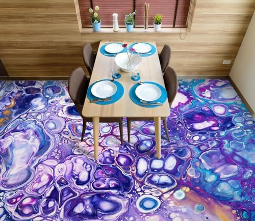 Benutzerdefinierte Selbstklebende Boden Wandtapete Lila 3D-Blasen, 150 x 105 cm 3D Bodenfliesen Aufkleber Wohnzimmer Studie Pvc Wasserdicht Tragen 3D Bodenbelag Tapete