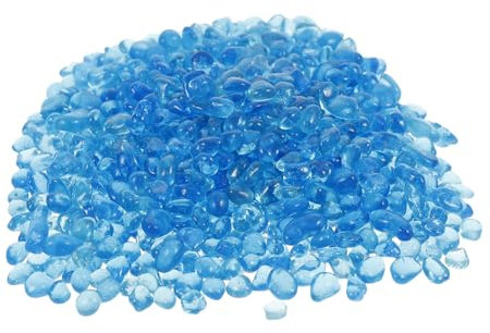 FRCOLOR 1 paquet de sable de sol pour aquarium - Gravier bleu - Accessoire d'aquarium - Gravier bleu - Pierres précieuses bleues - Vase en verre - Perle de verre - Pierre de verre - Pot de fleurs