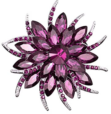 Broschen Klein Silber Strass Kristall Blumenstrauß Schal Pin & Brosche Brosche Libelle Klein (Purple, One Size)