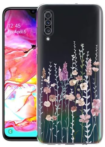 Kaywzo Hülle für Samsung Galaxy A7 2018,Transparent TPU Handyhülle mit Gemälde Blume Muster,Ultradünn Stoßfester Schutzhülle,Schön Silikon Cover Case-3