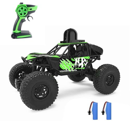 HUIOP Coche de Control Remoto con cámara 720P FPV 1/22 2.4GHz Camiones Todoterreno 4WD Coche de Escalada Regalos para Adultos 2 Batería,Coche teledirigido 4WD