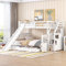 Etagenbett für 3 Kinder, Kinderbett mit 2 Unterbett Schubladen und 3 Speicherung Treppe, 90x200cm +140x200cm Funktionsbett Stockbett Hochbett Jugendhochbett mit Rutsche und Rausfallschutz, Weiß