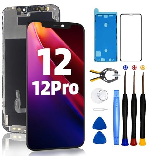 DTD for iPhone 12/12 Pro Screen Replacement Kit 6.1 inch for iPhone 12/12 Pro Screen Full HD LCD Display 3D Touch Screen Digitizer Full Assembly + Repair Tools + Screen Protector