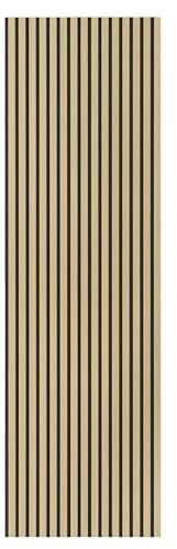 Pannelli Decorativi Murali Acustici Fonoassorbenti in Legno, Pannelli Decorativi con Listelli in Legno per Isolamento Acustico e Riduzione del Rumore (Teak, 275cm)