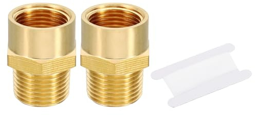 PATIKIL Messing-Rohrverbinder-Adapter-Set 2 Stück 3/8 NPT Außengewinde x 3/8 G Innengewinde Messing-Reduzierstück Sechskant-Schlauchverbinder-Adapter Mit Dichtband