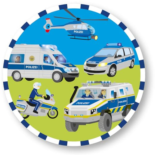 Tortenaufleger * POLIZEI * aus Esspapier als Kuchen- und Tortendeko | Ø20cm, Deko für Kindergeburtstag und Kinderparty | Polizist Polizeiauto