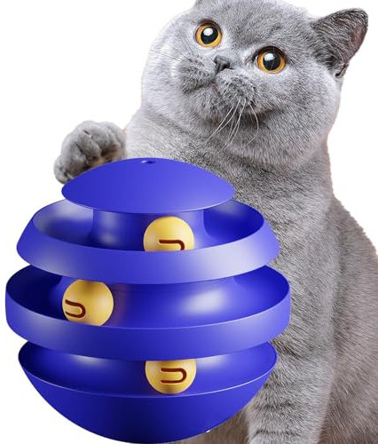 Paodduk Katzenspielzeug-Kugelbahn, 3 Schichten Poly Spielzeug, Langlebiges Katzen-Track-Spielzeug, Katzenspielzeug zum Trainieren zum Spielen, Trainieren, Energie verbrauchen