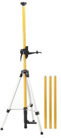 NICCOO Laser Teleskopstange 3 meter, Laser Stativ Teleskopstütze Für Linienlaser und Rotationslaser,Verstellbare Laserhalterung Laser-Montagestange mit 1/4-20 Außengewinde und 5/8-11 Gewindeadapter