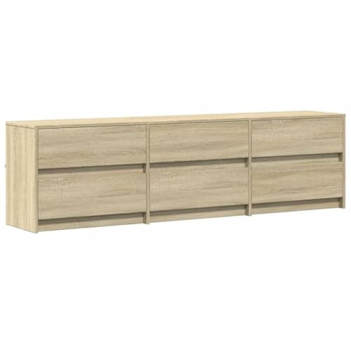 vidaXL TV Schrank, Fernsehtisch mit LED-Beleuchtung, Fernsehschrank mit Stauraum für Wohnzimmer, Lowboard für Fernseher, Sonoma-Eiche Holzwerkstoff