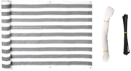 YGLONG Sichtschutz Balkon Balkon-Sichtschutzabdeckung, Sonnenschutznetz, Belüftung, Sonnenschutz, UV-Schutz, Balkonnetz for Garten, Terrasse, Zaun, Hinterhof(Grey and White)