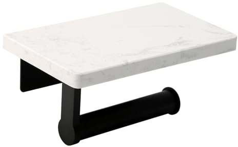 Felenny Porte-papier toilette avec étagère en marbre - Montage mural - Moderne - Avec porte-téléphone - Pour salle de bain, buanderie, design peu encombrant